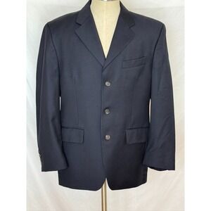 LAUREN Ralph Lauren Sports Coat Mens 40 S Short Navy Blue Herringbone Wool Y2K